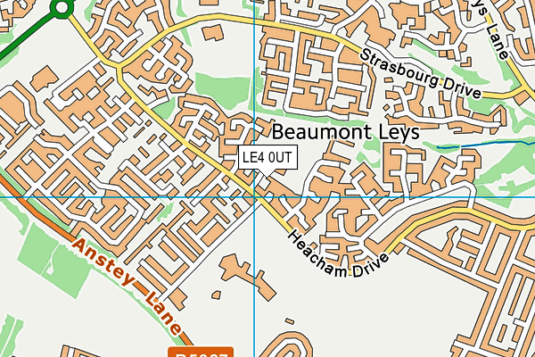 LE4 0UT map - OS VectorMap District (Ordnance Survey)