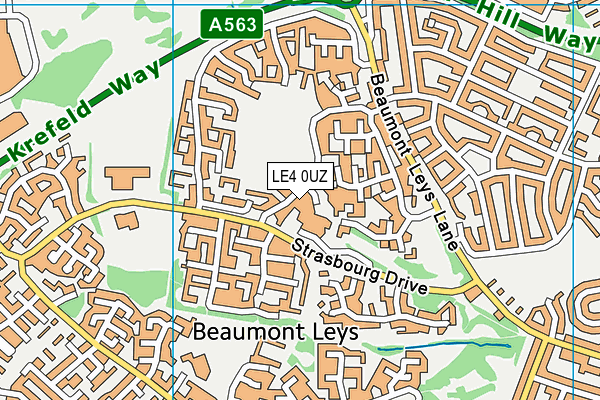 LE4 0UZ map - OS VectorMap District (Ordnance Survey)