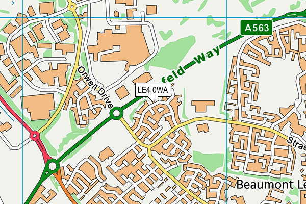 LE4 0WA map - OS VectorMap District (Ordnance Survey)