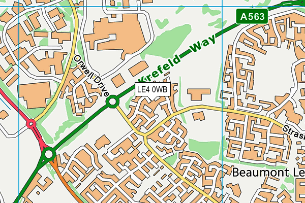 LE4 0WB map - OS VectorMap District (Ordnance Survey)