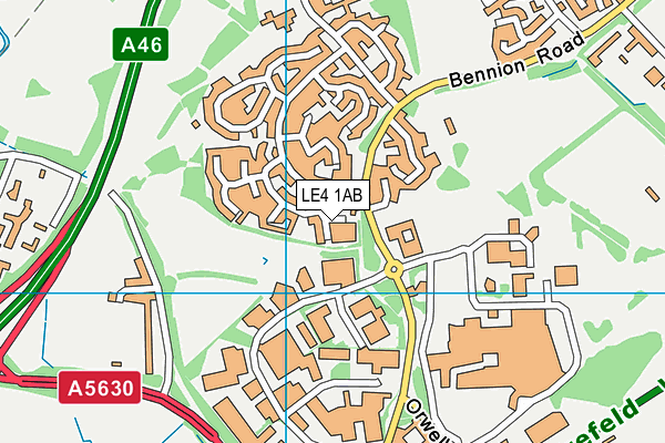 LE4 1AB map - OS VectorMap District (Ordnance Survey)