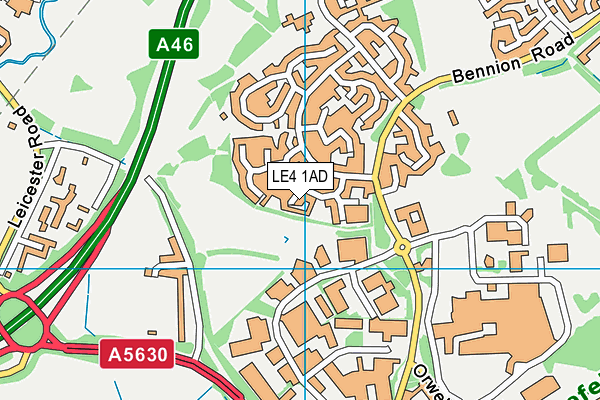 LE4 1AD map - OS VectorMap District (Ordnance Survey)