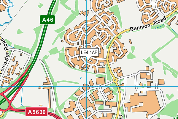 LE4 1AF map - OS VectorMap District (Ordnance Survey)