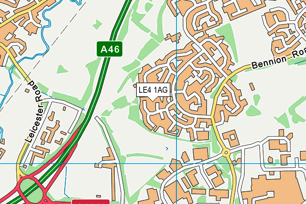 LE4 1AG map - OS VectorMap District (Ordnance Survey)