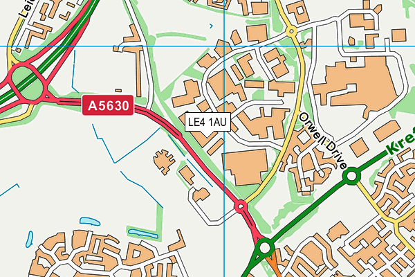 LE4 1AU map - OS VectorMap District (Ordnance Survey)