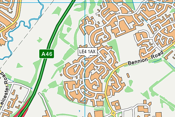 LE4 1AX map - OS VectorMap District (Ordnance Survey)