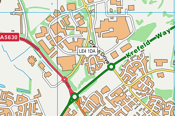 LE4 1DA map - OS VectorMap District (Ordnance Survey)