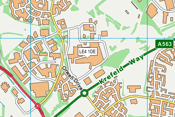 LE4 1DE map - OS VectorMap District (Ordnance Survey)