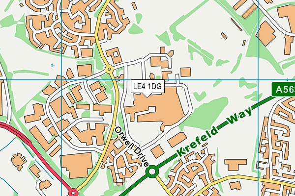 LE4 1DG map - OS VectorMap District (Ordnance Survey)