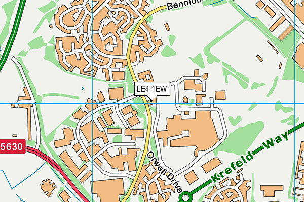 LE4 1EW map - OS VectorMap District (Ordnance Survey)