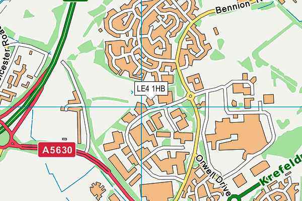 LE4 1HB map - OS VectorMap District (Ordnance Survey)