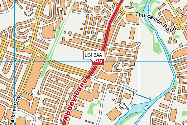 LE4 2AA map - OS VectorMap District (Ordnance Survey)