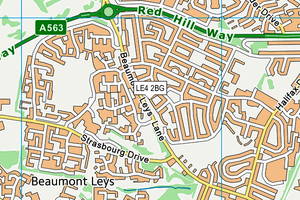 LE4 2BG map - OS VectorMap District (Ordnance Survey)