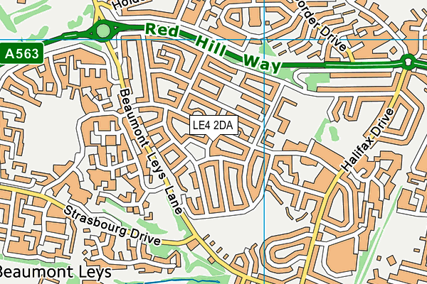 LE4 2DA map - OS VectorMap District (Ordnance Survey)