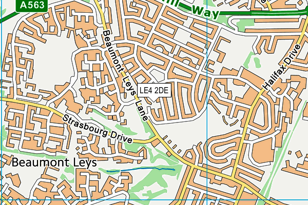 LE4 2DE map - OS VectorMap District (Ordnance Survey)