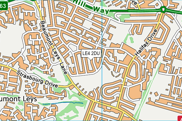 LE4 2DU map - OS VectorMap District (Ordnance Survey)