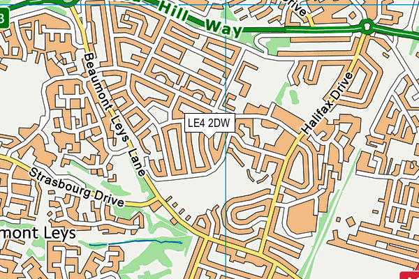 LE4 2DW map - OS VectorMap District (Ordnance Survey)