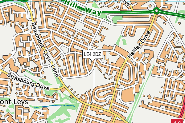 LE4 2DZ map - OS VectorMap District (Ordnance Survey)