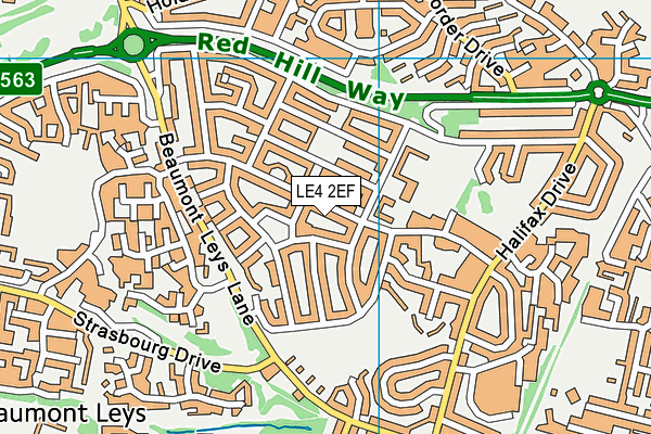 LE4 2EF map - OS VectorMap District (Ordnance Survey)