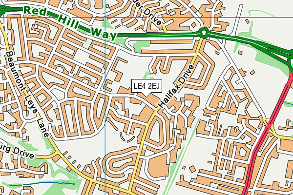 LE4 2EJ map - OS VectorMap District (Ordnance Survey)