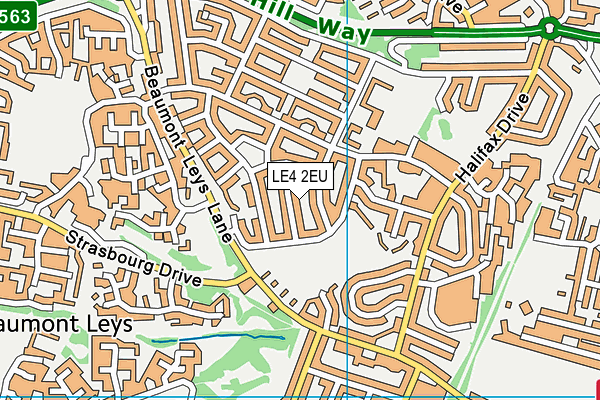 LE4 2EU map - OS VectorMap District (Ordnance Survey)