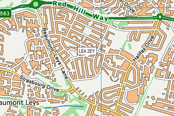LE4 2EY map - OS VectorMap District (Ordnance Survey)