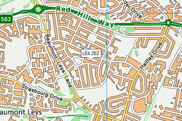 LE4 2EZ map - OS VectorMap District (Ordnance Survey)