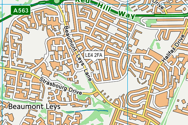 LE4 2FA map - OS VectorMap District (Ordnance Survey)