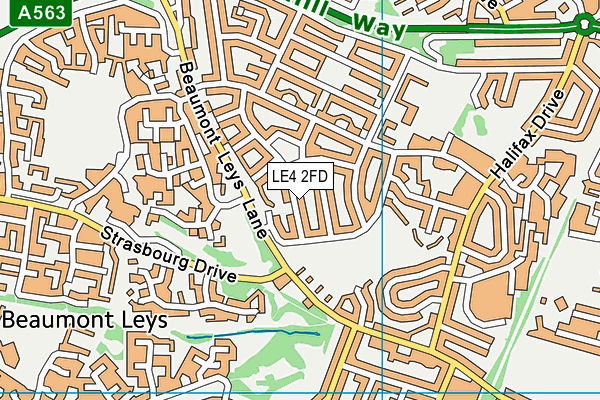LE4 2FD map - OS VectorMap District (Ordnance Survey)