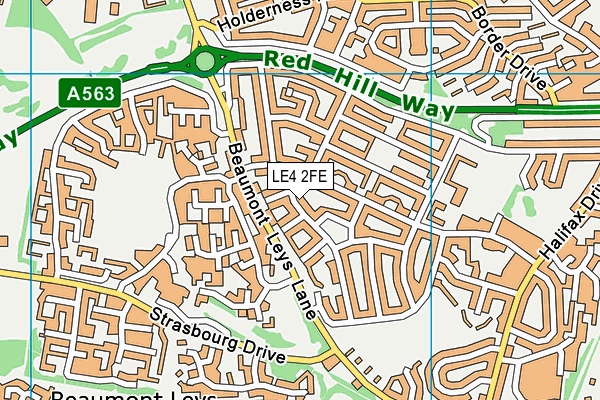 LE4 2FE map - OS VectorMap District (Ordnance Survey)