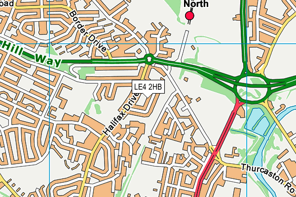 LE4 2HB map - OS VectorMap District (Ordnance Survey)