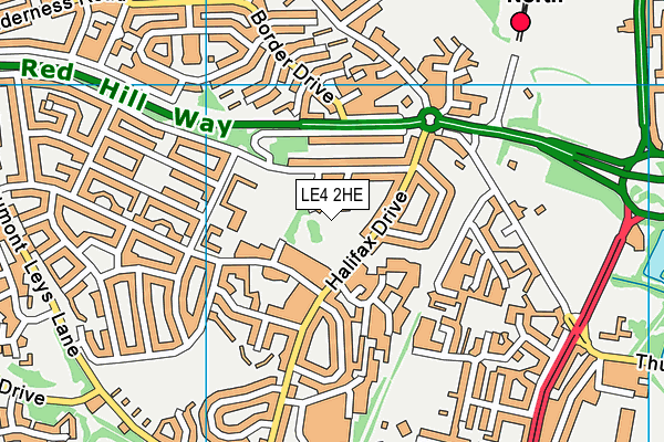 LE4 2HE map - OS VectorMap District (Ordnance Survey)