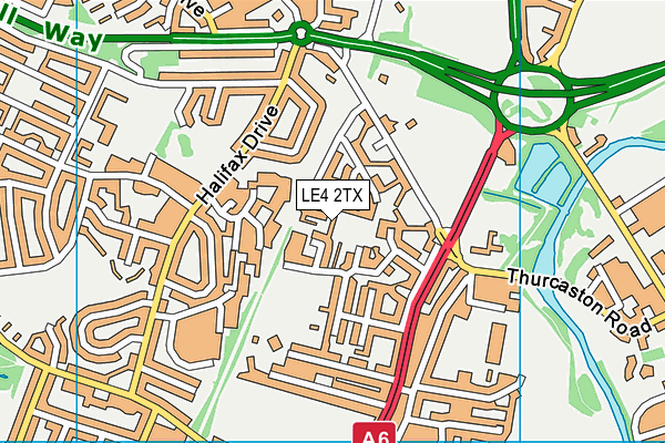 LE4 2TX map - OS VectorMap District (Ordnance Survey)