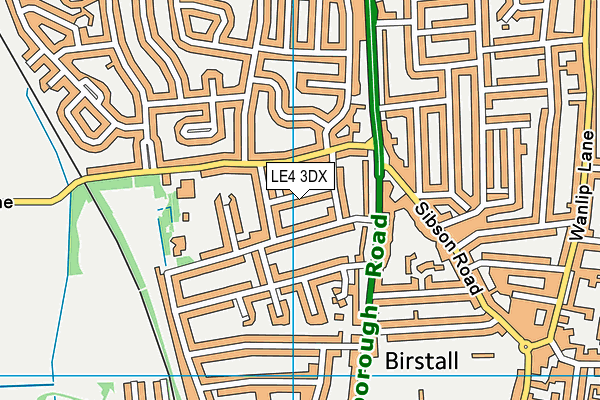 LE4 3DX map - OS VectorMap District (Ordnance Survey)