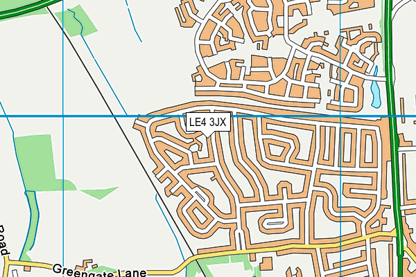 LE4 3JX map - OS VectorMap District (Ordnance Survey)