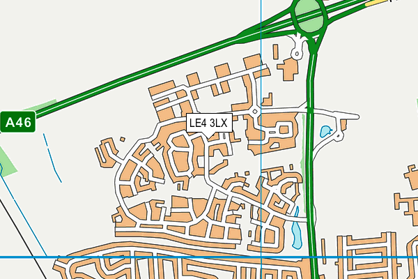 LE4 3LX map - OS VectorMap District (Ordnance Survey)