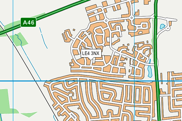 LE4 3NX map - OS VectorMap District (Ordnance Survey)