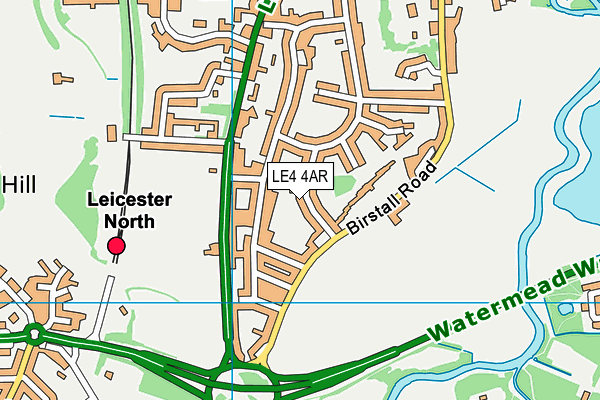 LE4 4AR map - OS VectorMap District (Ordnance Survey)