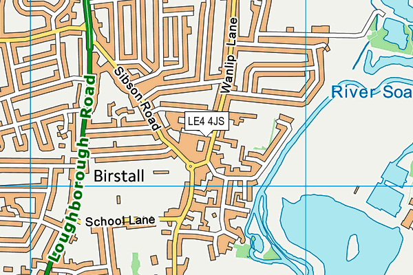 Birstall Social Club map (LE4 4JS) - OS VectorMap District (Ordnance Survey)