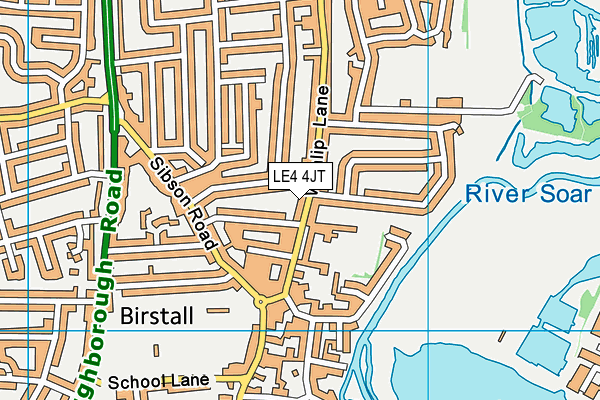 LE4 4JT map - OS VectorMap District (Ordnance Survey)