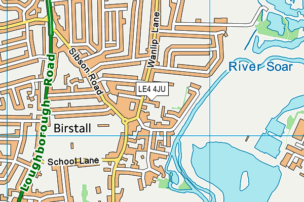 Riverside Community Primary School Birstall map (LE4 4JU) - OS VectorMap District (Ordnance Survey)