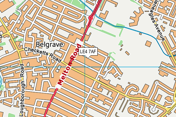 LE4 7AF map - OS VectorMap District (Ordnance Survey)