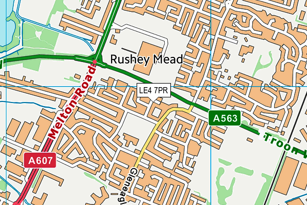 LE4 7PR map - OS VectorMap District (Ordnance Survey)