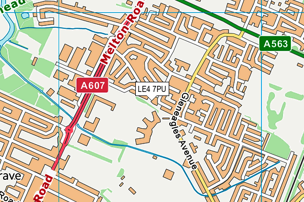 LE4 7PU map - OS VectorMap District (Ordnance Survey)
