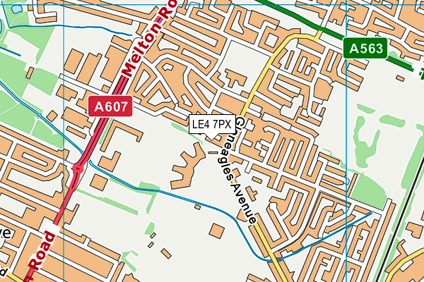 LE4 7PX map - OS VectorMap District (Ordnance Survey)