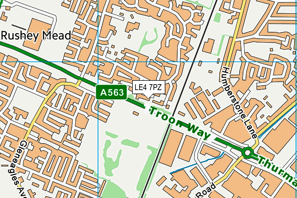 LE4 7PZ map - OS VectorMap District (Ordnance Survey)