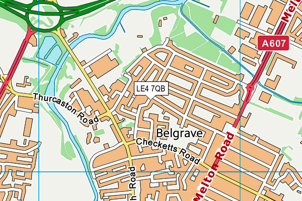 LE4 7QB map - OS VectorMap District (Ordnance Survey)