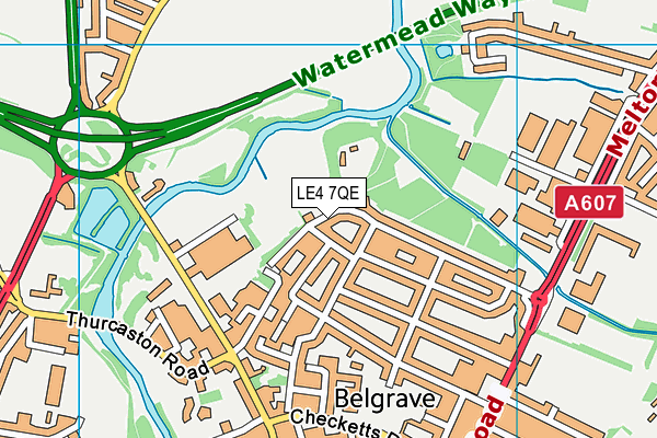 LE4 7QE map - OS VectorMap District (Ordnance Survey)
