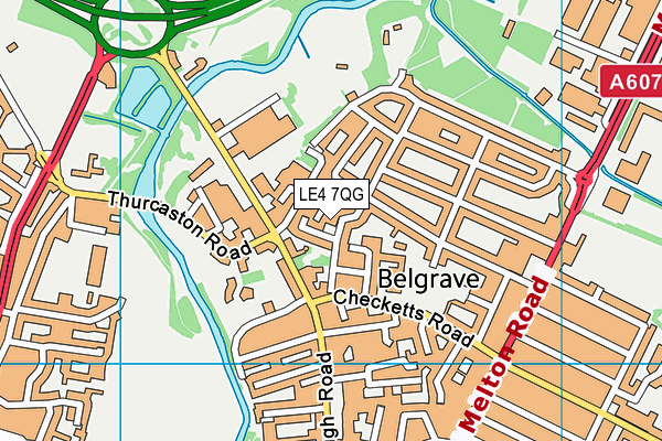 LE4 7QG map - OS VectorMap District (Ordnance Survey)