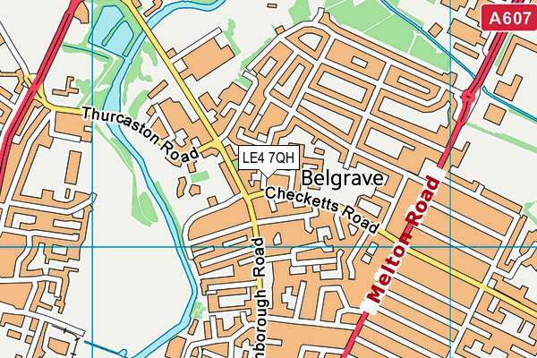 LE4 7QH map - OS VectorMap District (Ordnance Survey)